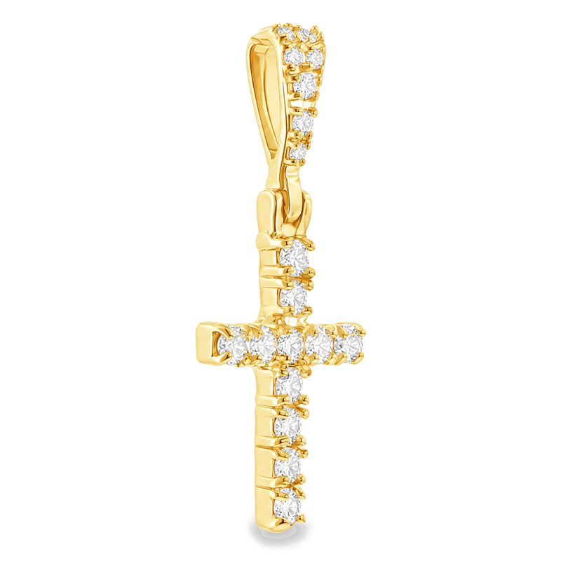 14K Yellow Gold Diamond Small Cross, view 5