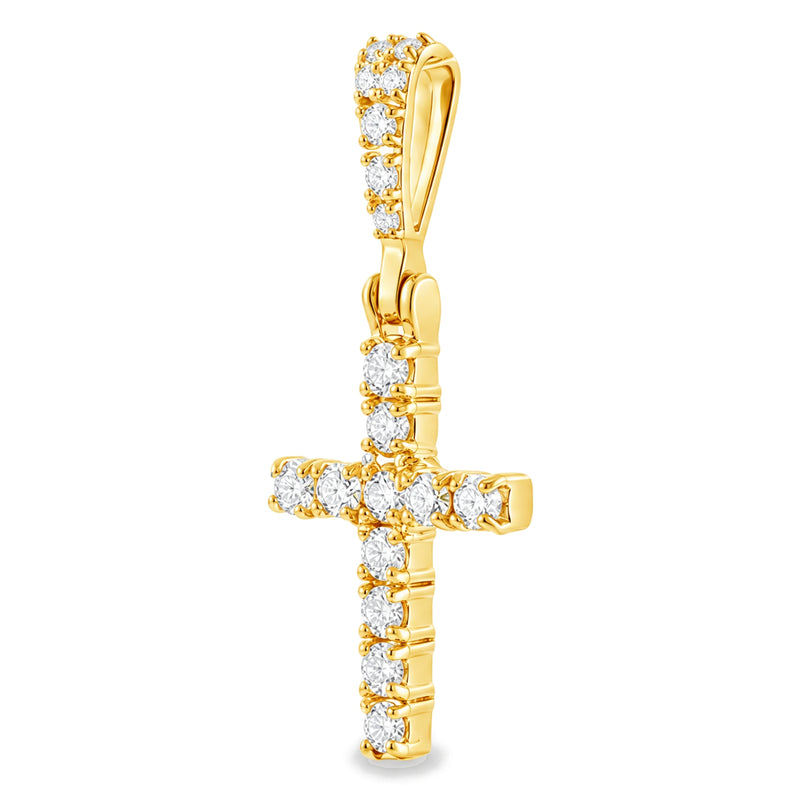 14K Yellow Gold Diamond Small Cross, view 6