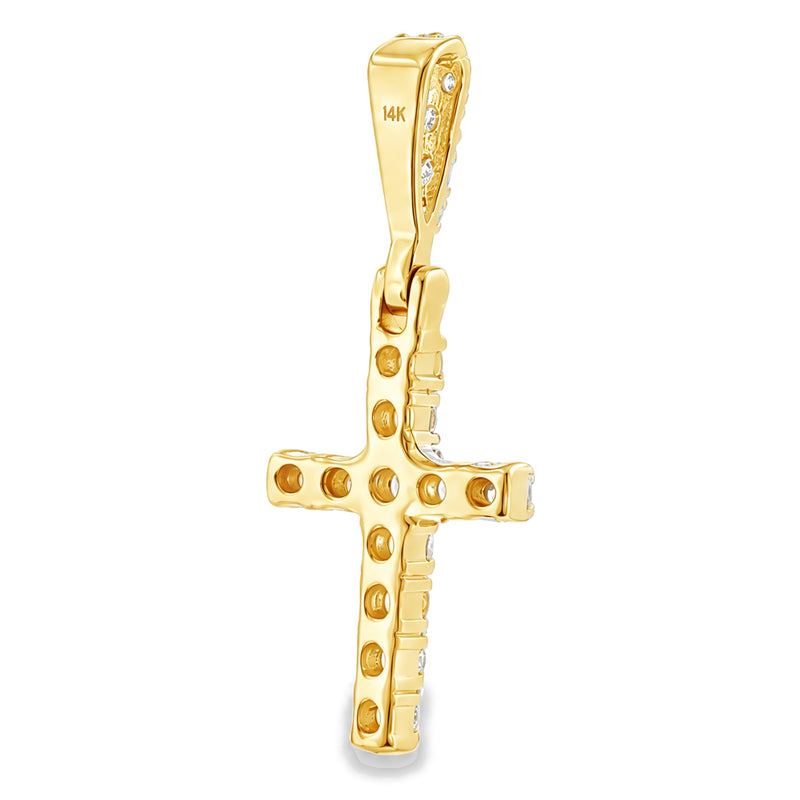 14K Yellow Gold Diamond Small Cross, view 8