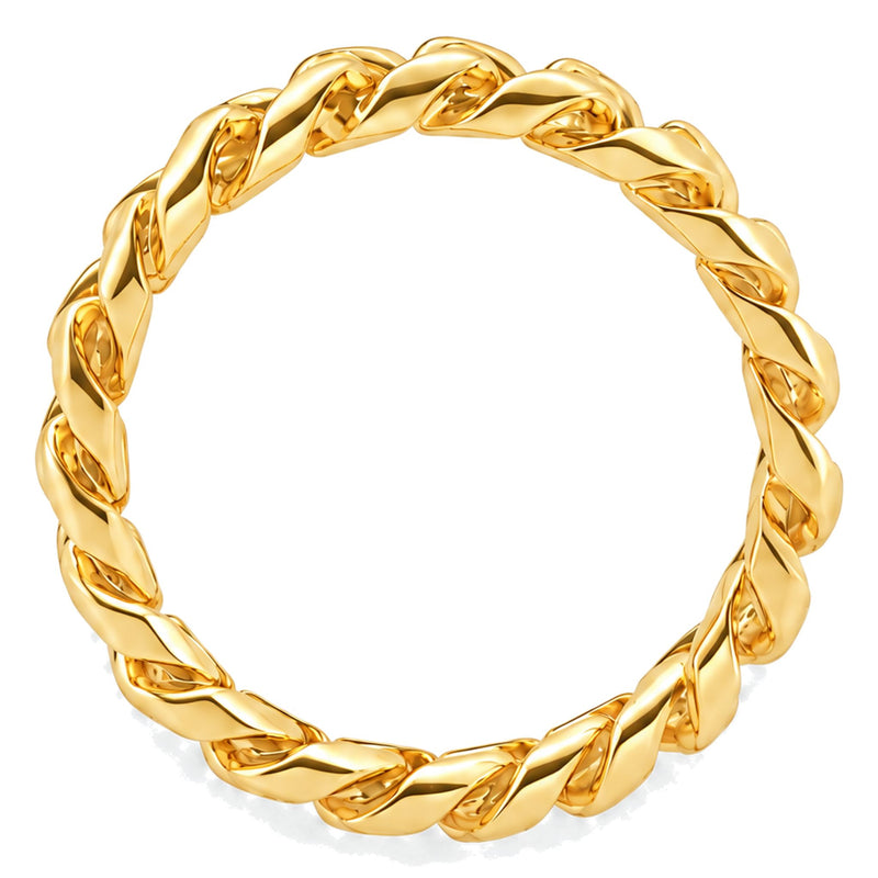 14K Yellow Gold Miami Cuban Link Ring 4.3mm, view 4