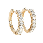 14K Yellow Gold Prong Diamond Small Hoops Earring 65307