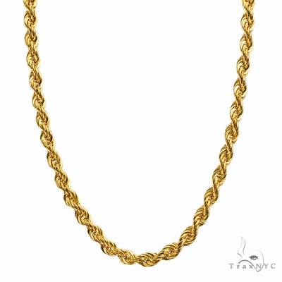 14k yellow gold solid rope chain, 3mm thickness, 22 inches length.