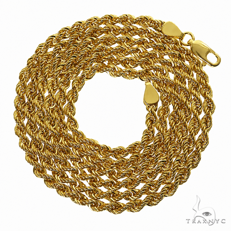 14k yellow gold solid rope chain, 3mm thickness, 22 inches length.