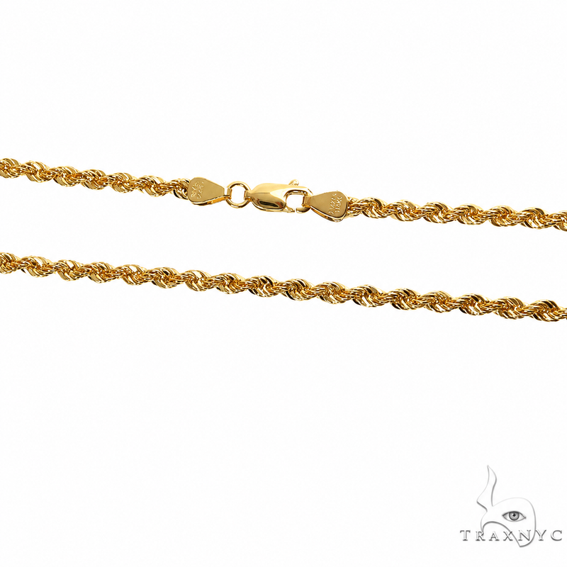 14k yellow gold solid rope chain, 3mm thickness, 22 inches length.