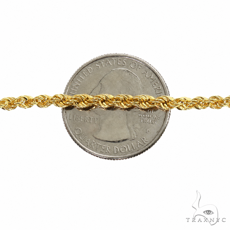 14k yellow gold solid rope chain, 3mm thickness, 22 inches length.