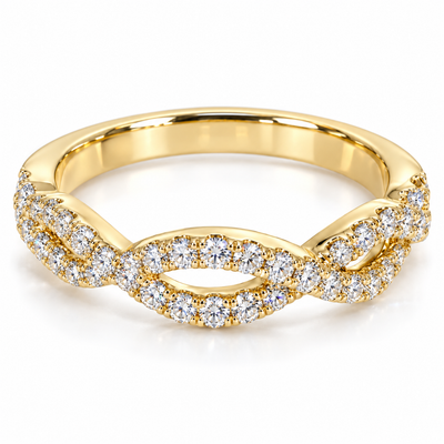 14K Yellow Gold Twisted Diamond Band 65298
