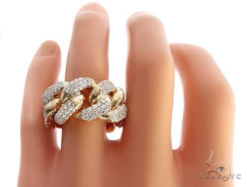 14k Yellow Gold 14.5mm Diamond Miami Cuban Ring 65016 - Image 5
