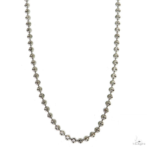 14K Solid White Gold Diamond Cut Moon Cut Chain 2mm 48358