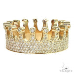 14k Gold Custom Made Crown Diamond Ring 66454 - Image 1
