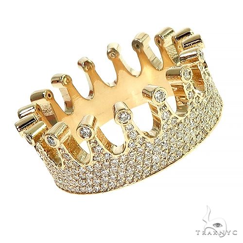 14k Gold Custom Made Crown Diamond Ring 66454 - Image 3