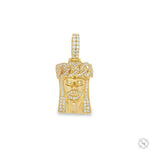 14k Gold Diamond Cuban Link Crown Jesus Pendant 65842 - Image 1