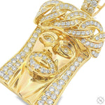 14k Gold Diamond Cuban Link Crown Jesus Pendant 65842 - Image 3