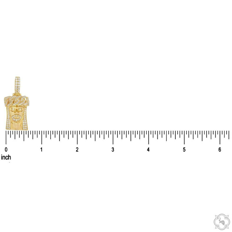 14k Gold Diamond Cuban Link Crown Jesus Pendant, photo 8 of 11