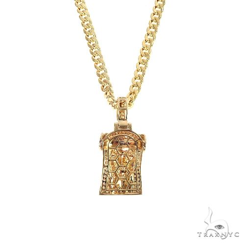 14k Gold Diamond Cuban Link Crown Jesus Pendant Set, photo 3 of 3