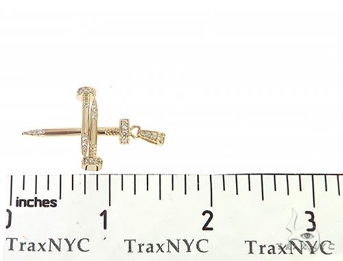 14k Gold Diamond Nail Cross Pendant 70031 - Image 6