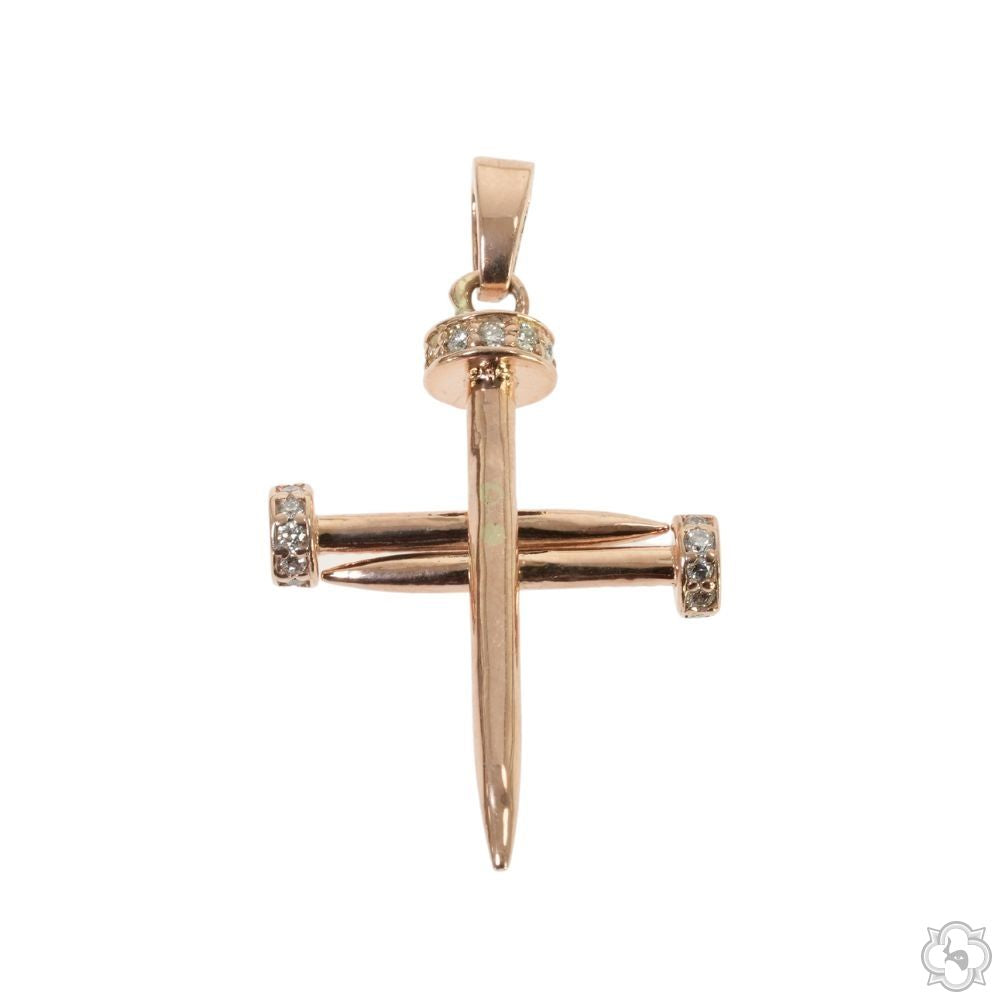 14k Gold Diamond Nail Cross Pendant 70031 | TraxNYC