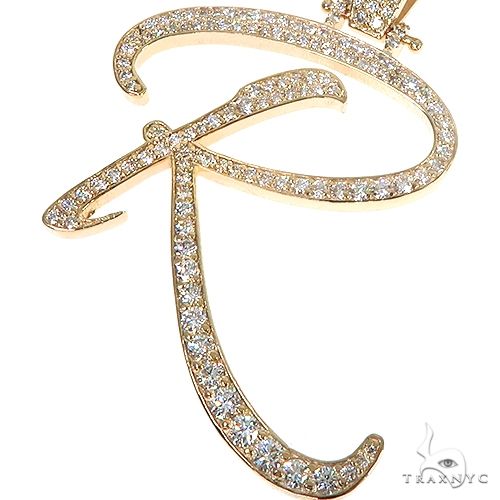 14k Gold Diamond 'R' Pendant, photo 4 of 6