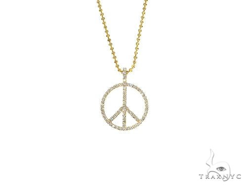 14k Gold Peace and Love Pendant Set 66336 - Image 1