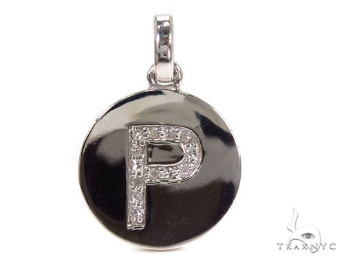 14k Gold Prong Diamond Initial P Pendant-39988 - Image 1