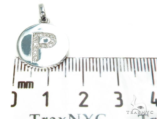 14k Gold Prong Diamond Initial P Pendant-39988 - Image 6