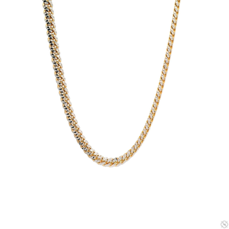14k Gold Two Tone Diamond Cut Miami Cuban Link Chain 70320 - Image 3