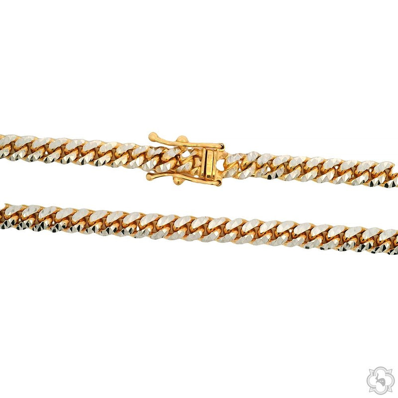 14k Gold Two Tone Diamond Cut Miami Cuban Link Chain 70320 - Image 4