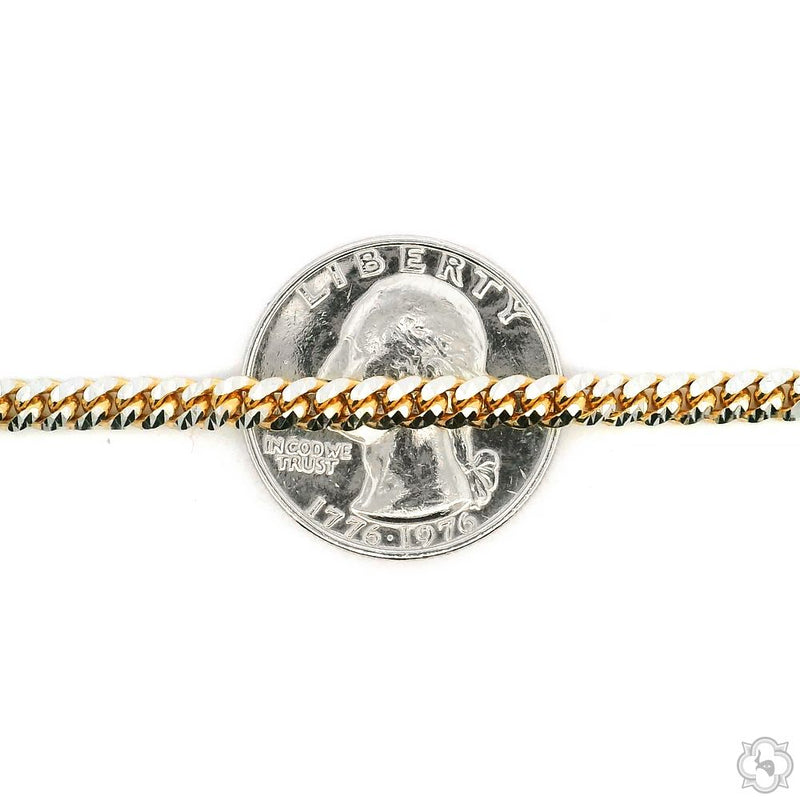 14k Gold Two Tone Diamond Cut Miami Cuban Link Chain 70320 - Image 5