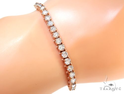 14k RG 4.5mm Diamond Tennis Bracelet 64879 - Image 7
