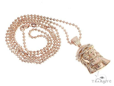 14k Rose Gold Diamond Jesus Pendant and Moon Chain Set 65123 - Image 1