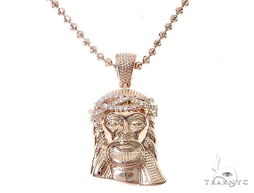 14k Rose Gold Diamond Jesus Pendant and Moon Chain Set 65123 - Image 2