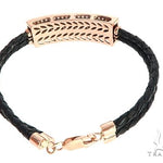 14k Rose Gold Diamond Leather Rope Bracelet 65036 - Image 4