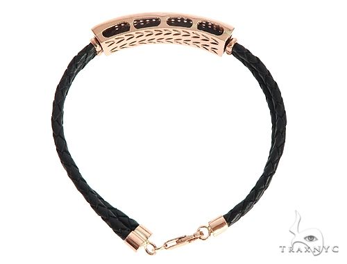 14k Rose Gold Diamond Leather Rope Bracelet 65036 - Image 5