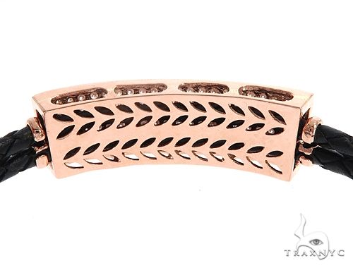 14k Rose Gold Diamond Leather Rope Bracelet 65036 - Image 7