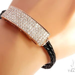 14k Rose Gold Diamond Leather Rope Bracelet 65036 - Image 8