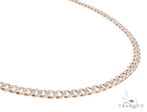 14k rose gold Miami Cuban link chain with diamond iced links and secure clasp