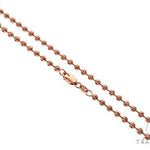 14k rose gold moon cut chain, 26 inches long, 3.5mm thickness with lobster clasp.