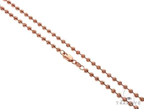 14k rose gold moon cut chain, 26 inches long, 3.5mm thickness with lobster clasp.