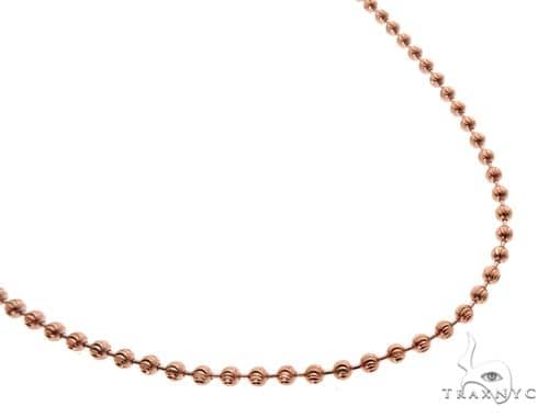14k rose gold moon cut chain, 26 inches long, 3.5mm thickness with lobster clasp.