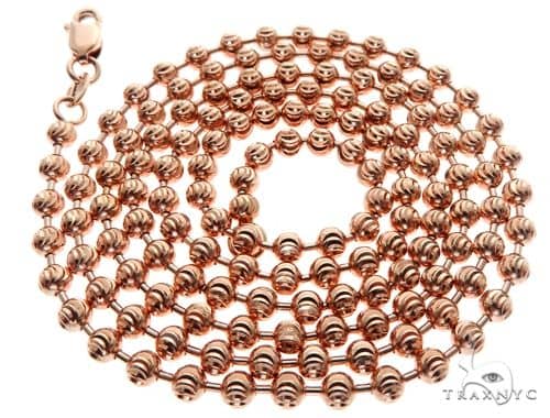 14k rose gold moon cut chain, 26 inches long, 3.5mm thickness with lobster clasp.