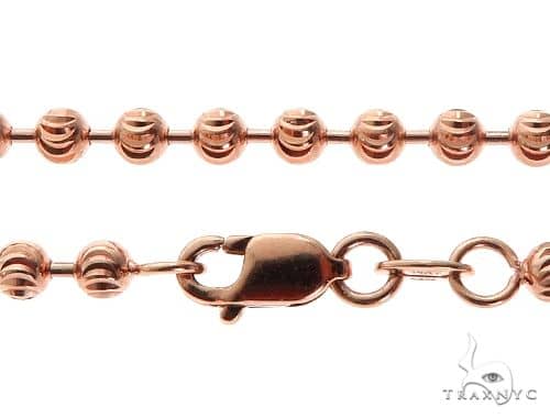 14k rose gold moon cut chain, 26 inches long, 3.5mm thickness with lobster clasp.