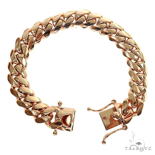 14k Rose Gold Solid Hand Made Miami Cuban Bracelet 11.7mm 7.5 inches 69726 - Image 2