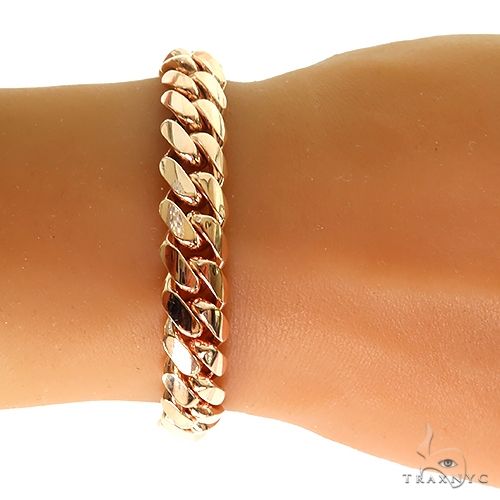 14k Rose Gold Solid Hand Made Miami Cuban Bracelet 11.7mm 7.5 inches 69726 - Image 5