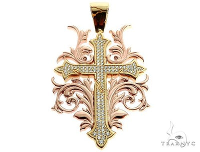 Black Ink Crew 14k Two Tone Diamond Filigree Cross Pendant 64746 - Image 1