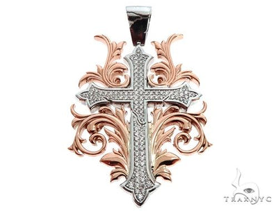 Black Ink Crew 14k Two Tone Diamond Filigree Cross Pendant 64747 - Image 1
