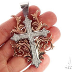 Black Ink Crew 14k Two Tone Diamond Filigree Cross Pendant 64747 - Image 5