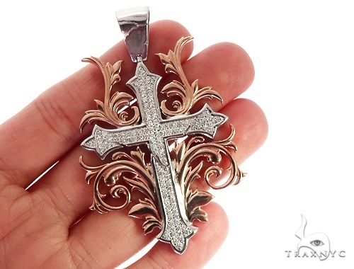 Black Ink Crew 14k Two Tone Diamond Filigree Cross Pendant, photo 5 of 7