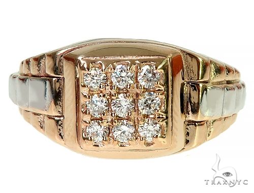 14k Two Tone Gold Men's Diamond Ring 64664 - Image 2