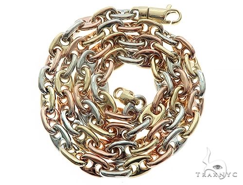 14k Three Tone Gold Solid Anchor Link Chain 66222 - Image 3