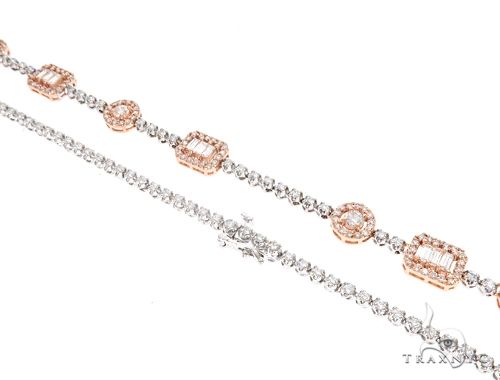 14k Two Tone Rose and White Gold Diamond Chain 64967 - Image 2