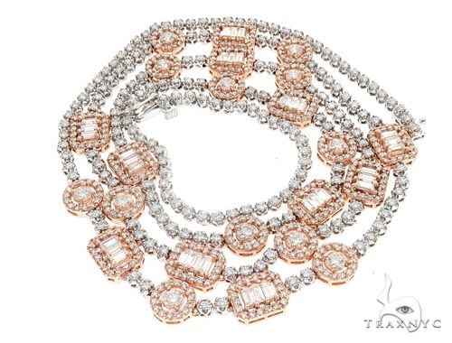14k Two Tone Rose and White Gold Diamond Chain 64967 - Image 4